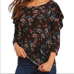 Free people Floral print ruffle top